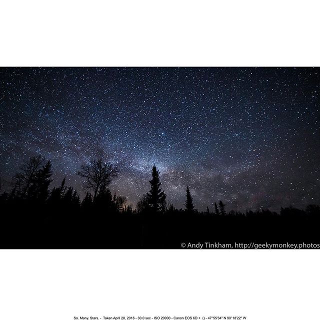 The stars of the Gunflint Trail last April. I get lost looking into the sky when it's like this. Luckily, sometimes I remember to click the shutter button!